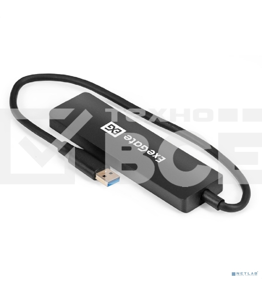 Хаб USB (концентратор) 4-в-1 ExeGate DUB-4P/3 (кабель-адаптер USB3.0 --> 4xUSB3.0, Plug&Play, черный)