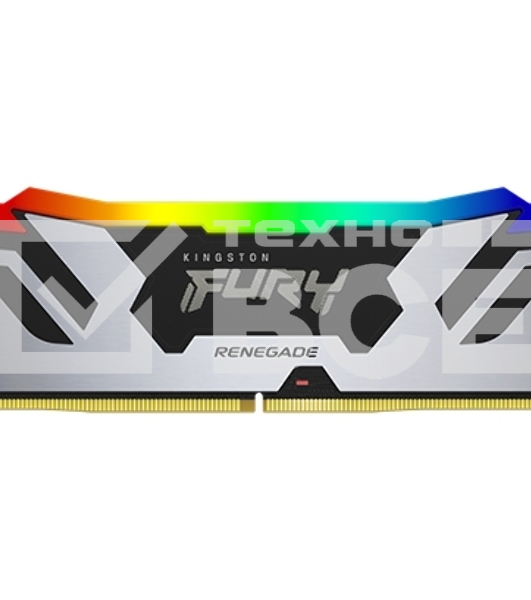 Оперативная память Kingston Fury Renegade, DDR5, 16GB (1x16GB), 6400MHz, CL32, с радиатором, RGB, серебристый/черный