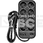 Сетевой фильтр Powercom SP-08 USB03AB 3,0 m 3.0м (8 розеток) черный (коробка), фото8