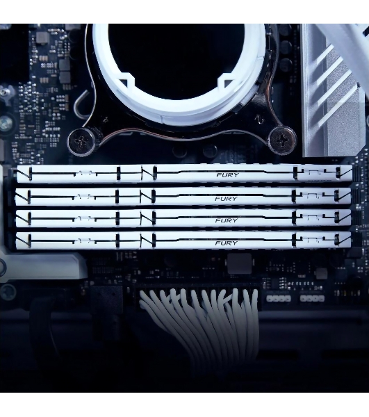 Оперативная память Kingston Fury Beast, DDR5, 128Gb (4x32GB), 5200MHz, CL40, DIMM, радиатор, белый