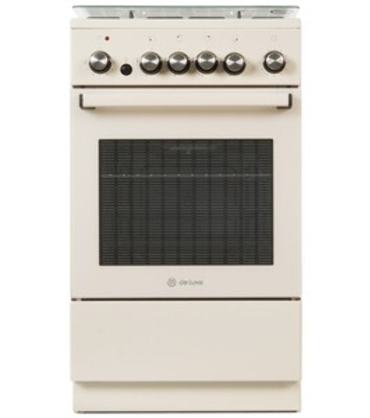 Плита комбинированная De Luxe 5040.41ГЭ (КР) ЧР-013 бежевый, конфорок 4 шт, духовка 46 л, 50 см x 85 см x 50 см