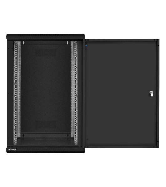 Шкаф телекоммуникационный 19' настенный 18U ExeGate EC-WM-18U.600.M.BLACK (19”, 18U, 600x600x901mm (ШхГхВ), передняя дверь металл, съемные боковые панели, пыле- и влагозащита IP23, черный RAL 9004)