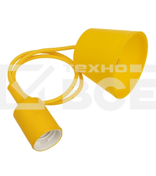 Патрон E27 силиконовый со шнуром 1 м желтый Rexant