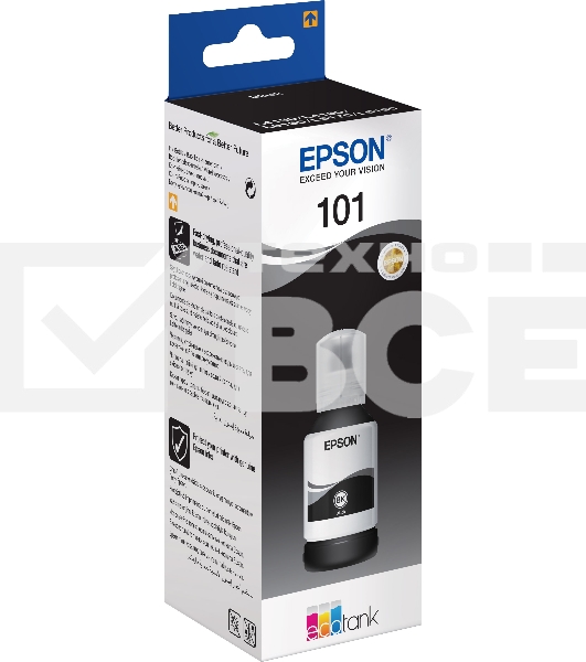 Картридж струйный Epson L101 C13T03V14A черный (127мл) для Epson L4150/L4160/L6160/L6170/L6190