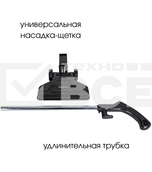 Пылесос ручной SUPRA VCS-5096 черный, питание от сети, 120 Вт, уборка сухая, пылесборник 0.5 л