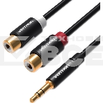 Переходник-разветвитель Vention гибкий Jack 3.5 mm M/2RCA F - 0.3 м Чёрный, фото2