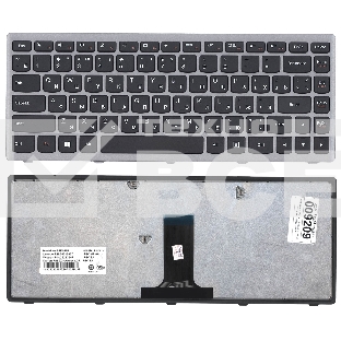 Клавиатура для ноутбука Lenovo Flex 14 G400s черная с серой рамкой