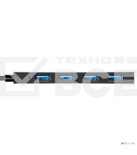 Хаб USB (концентратор) 4-в-1 ExeGate DUB-4P/3 (кабель-адаптер USB3.0 --> 4xUSB3.0, Plug&Play, черный)
