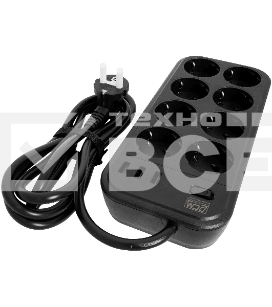 Сетевой фильтр Powercom SP-08 USB03AB 3,0 m 3.0м (8 розеток) черный (коробка)