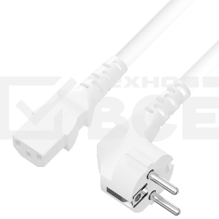Кабель питания 4PH белый 5.0m, евровилка угловая Schuko - С13, 3*0,5mm, 4PH-R90433