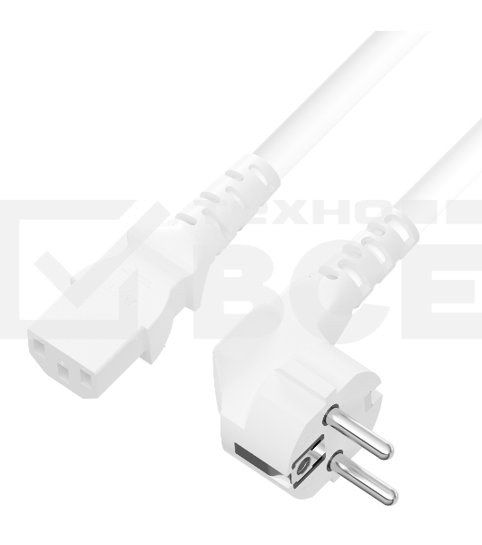 Кабель питания 4PH белый 5.0m, евровилка угловая Schuko - С13, 3*0,5mm, 4PH-R90433