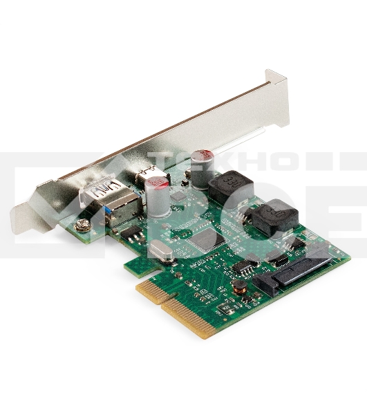 Контроллер ExeGate EXE-313-1A1C (PCI-E x4 v3.0, USB3.2 Gen2 1xType-A + 1xType-C ext., SuperSpeed+ скорость до 10 Гбит/с, разъем доп.питания, ASMedia Chipset ASM3142)
