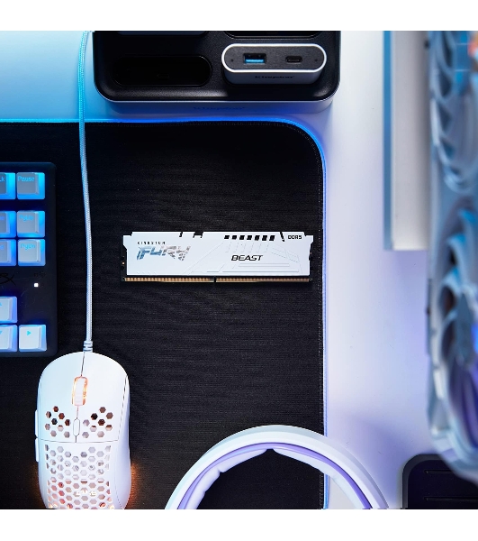 Оперативная память Kingston Fury Beast, DDR5, 128Gb (4x32GB), 5200MHz, CL40, DIMM, радиатор, белый