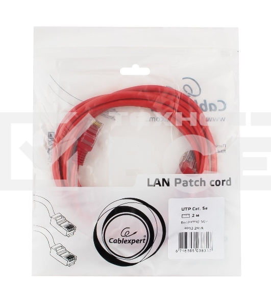 Патч-корд UTP Cablexpert кат.5e, 2м, литой, многожильный (красный)