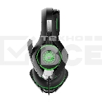 Гарнитура проводная игровая CROWN CMGH-102T Black&green (Подключение USB, встроенная аудио карта, Частотный диапазон: 20Гц-20,000 Гц,Кабель 2.1м,Размер D 250мм), фото 1