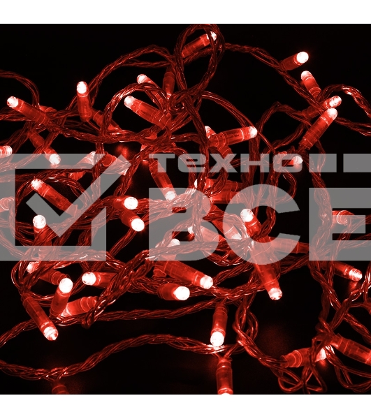 Гирлянда Neon-night Нить 10м, постоянное свечение, прозрачный ПВХ, 24В, Красный