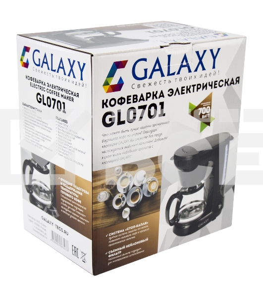 Кофеварка капельная Galaxy Line GL 0701 черный, исп. кофе - молотый, 0,75 л , 700 Вт.