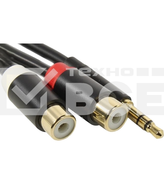Переходник-разветвитель Vention гибкий Jack 3.5 mm M/2RCA F - 0.3 м Чёрный