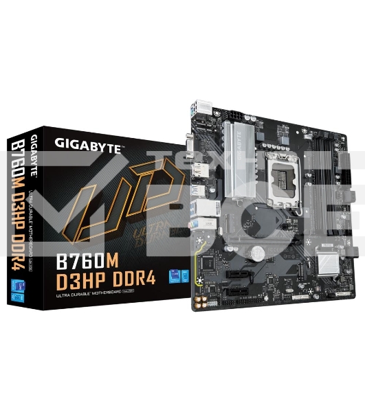 Материнская плата Gigabyte B760M D3HP DDR4, LGA 1700, Intel B760, 4xDDR4, 4xSATA, 2xM.2, 1xPCIe 4.0 x16, 2xPCIe x1, 1xHDMI, 1xVGA, 1xDP, 1x 1Gb LAN, 3xUSB-A 3.2 Gen 1, 2xUSB-A 2.0, 3x3.5 мм, 7.1, mATX