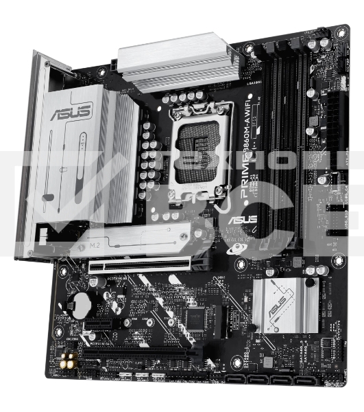 Материнская плата ASUS PRIME B860M-A WIFI, LGA 1851, Intel B860, 4xDDR5, 4xSATA, 2xM.2, 1xPCIe 5.0 x16, 1xPCIe 4.0 x16, 1xPCIe 4.0 x1, 2xDP, 1xHDMI, 1x 2.5Gb LAN, 1xUSB-C 20Gbps, 1xUSB-A 10Gbps, 2xUSB-A 5Gbps, 4xUSB-A 2.0, 3x3.5 мм, 7.1, micro-ATX.
