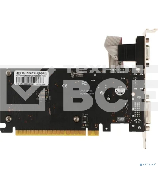 Видеокарта AFOX AF710-1024D3L5 GT710 1GB DDR3 64BIT DVI HDMI VGA LP HEATSINK RTL