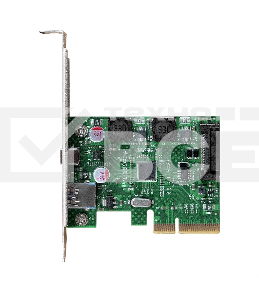 Контроллер ExeGate EXE-313-1A1C (PCI-E x4 v3.0, USB3.2 Gen2 1xType-A + 1xType-C ext., SuperSpeed+ скорость до 10 Гбит/с, разъем доп.питания, ASMedia Chipset ASM3142)
