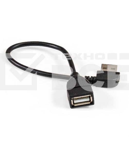 Удлинитель USB 2.0 ExeGate EX-CC-USB2-AMAF-0.15L (Am/Af, угловой 90-градусный коннектор (горизонтальный левый), 0,15м)