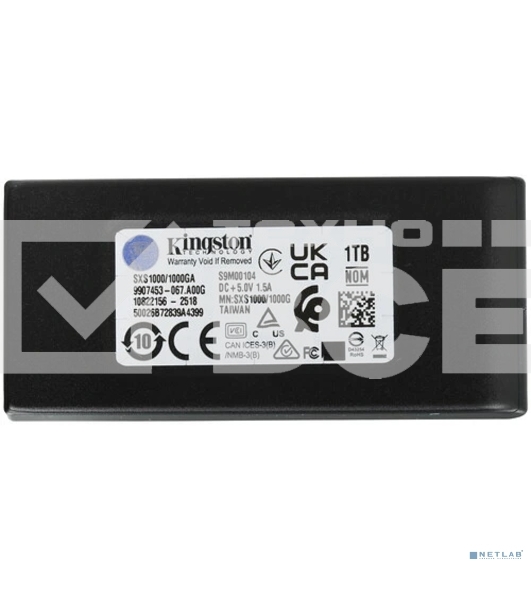 Внешний SSD Kingston Portable SSD 1TB External XS1000 BOC, Type-C/A, USB 3.2 Gen 2, R/W 1050/1000MB/s, 70x33x14мм, 69g., Black (60 мес)