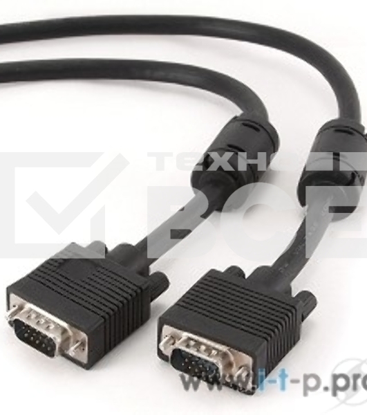 Кабель Gembird/Cablexpert CC-PPVGA-5M-B, Кабель VGA Premium , 15M/15M, 5.0м,черный,тройной экран, феррит.кольца 