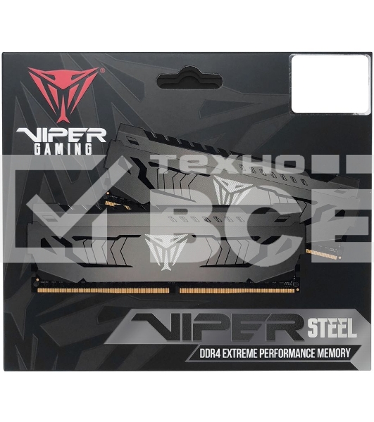 Оперативная память Patriot Viper Steel, DDR4, 16GB (2x8 GB), 3733 MHz, CL17, DIMM, радиатор, чёрный