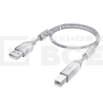 Кабель GCR PROF 0.75m USB 2.0, AM/BM, прозрачный, ферритовые кольца, 28/24 AWG, экран, армированный, морозостойкий, GCR-52421 GCR Кабель PROF 0.75m USB 2.0, AM/BM, прозрачный, ферритовые кольца, 28/24 AWG, экран, армированный, морозостойкий, GCR-52421, фото2