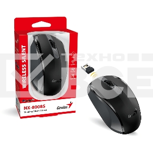 Мышь беспроводная Genius NX-8008S черный, 1200 dpi, радиоканал, USB, кнопки - 3