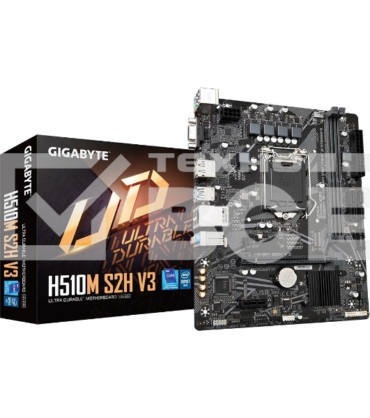 Материнская плата Gigabyte H510M S2H V3, LGA 1200, Intel H470, 2xDDR4, 4xSATA, 1xM.2, 1xPCIe 3.0 x16, 1xDP, 1xHDMI, 1xVGA, 1x 1Gb LAN, 2xUSB-A 3.2 Gen 1, 4xUSB-A 2.0, 3x 3.5 мм, 7.1, mATX