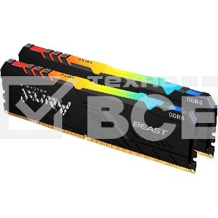 Оперативная память Kingston Fury Beast, DDR4, 64GB (2x32GB), 3200MHz, CL16, с радиатором, RGB, чёрный