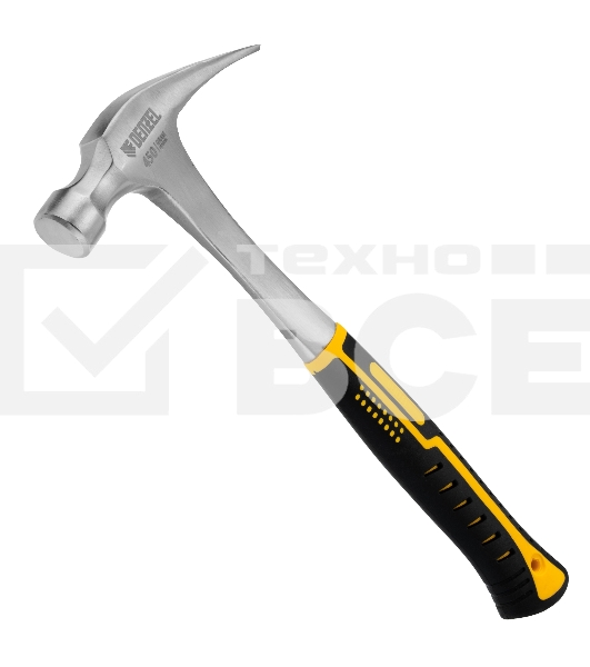 Молоток-гвоздодер Denzel 10423 450 г, цельнометаллический, двухкомпонентная рукоятка