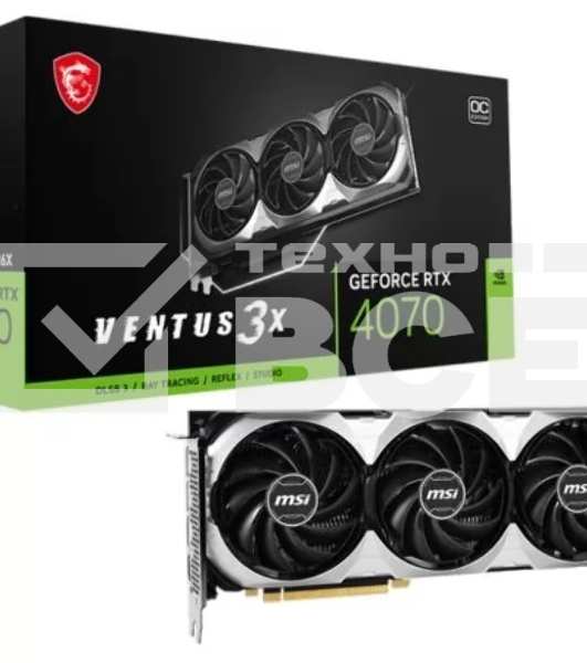 Видеокарта MSI RTX4070 VENTUS 3X E 12GB OC GDDR6X 192-bit HDMI DPx3 3FAN RTL