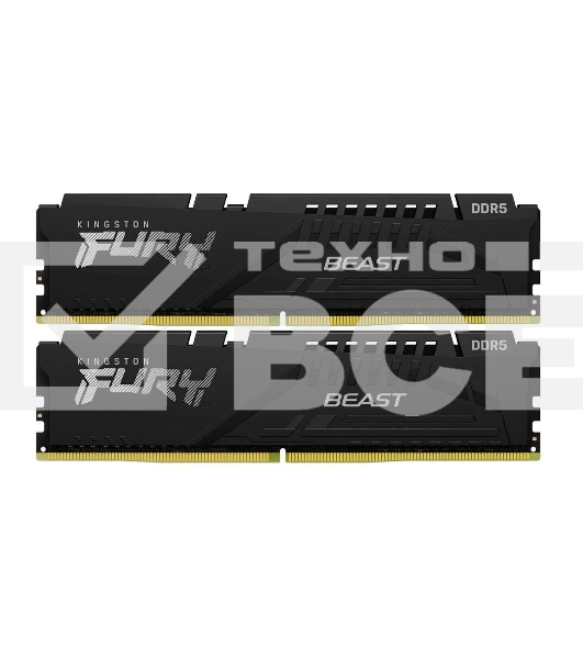 Оперативная память Kingston Fury Beast, DDR5, 32GB (2x16GB), 5600MHz, CL36, с радиаторами, черный