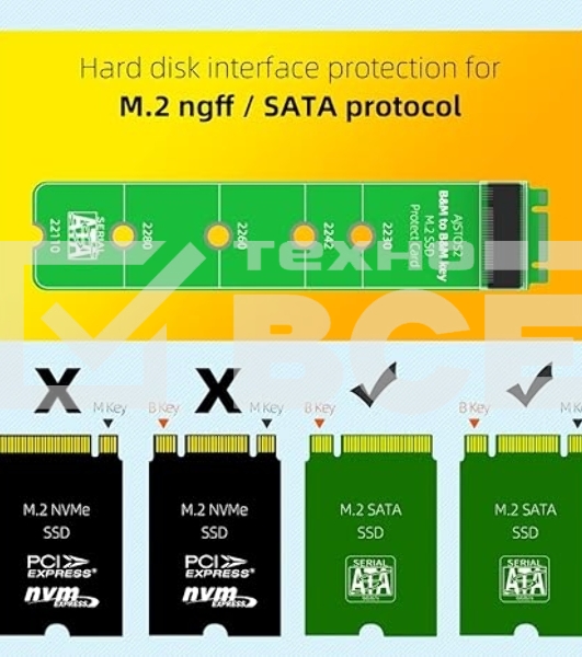 Защитный переходник SSD M.2 (NGFF), проверка ключа B+M