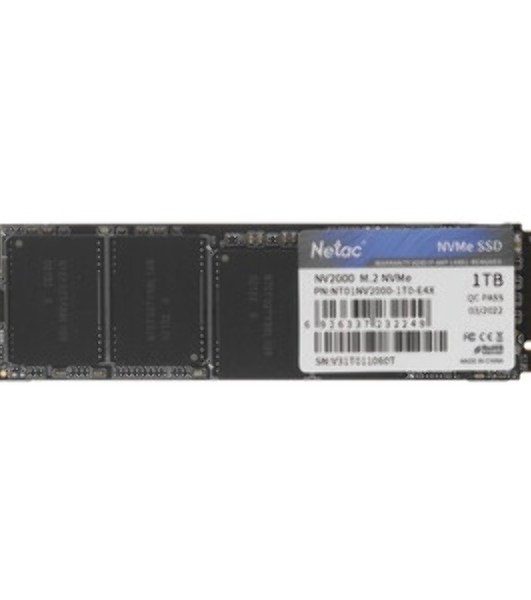 Накопитель SSD Netac NV2000, 1Tb, PCIe 3.0 x4, M.2 2280, NVMe, R/W 2500/2100