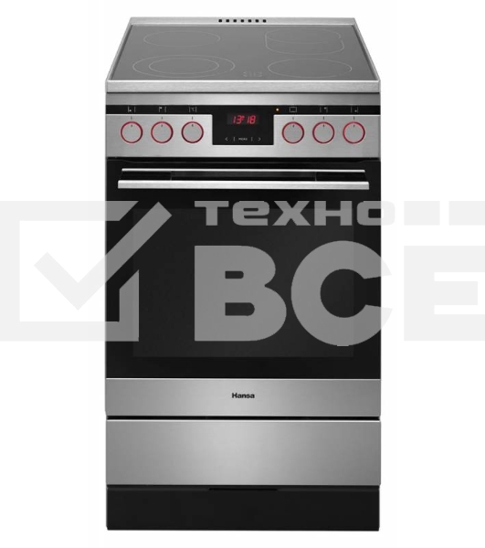 Плита электрическая Hansa FCCX58225 серебристый, конфорок 4 шт, духовка 65 л, 50 см x 85 см x 60 см