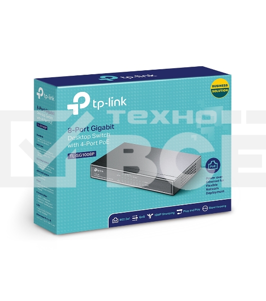 Коммутатор TP-Link SMB TL-SG1008P Коммутатор 8-port Gigabit Switch с 4 портами РоЕ