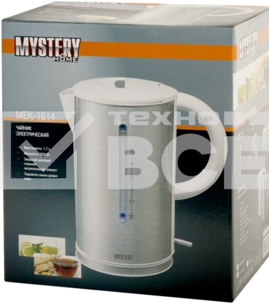 Чайник электрический Mystery MEK-1614 1.7л. 2200Вт серый (корпус: пластик)