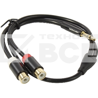 Переходник-разветвитель Vention гибкий Jack 3.5 mm M/2RCA F - 0.3 м Чёрный