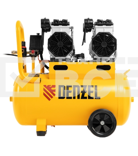 Компрессор безмаслянный малошумный DLS 2200/50, 2200 Вт, 2х1100, 50 л, 380 л/мин  Denzel