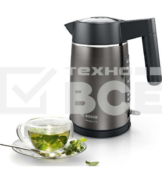 Чайник Bosch TWK5P475 Цвет: графитовый, 2400 Ватт, скрытый нагр.элемент, 1.7 л