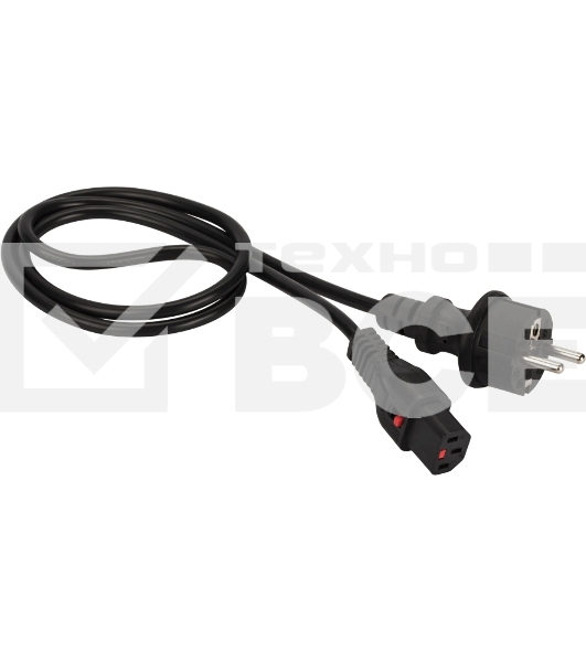 Шнур питания с блокировкой C13-Schuko прямая, 3х0.75, 220В, 10А, черный, 3 метра
