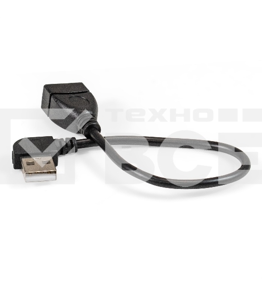 Удлинитель USB 2.0 ExeGate EX-CC-USB2-AMAF-0.15L (Am/Af, угловой 90-градусный коннектор (горизонтальный левый), 0,15м)