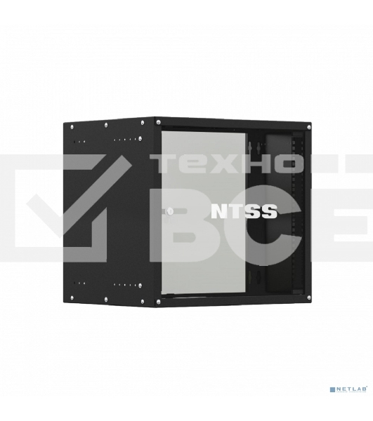Шкаф коммутационный NTSS Lime (NTSS-WL9U5560GS-BL) настенный 9U 550x600 мм пер. дв. стекл несъемн. бок. пан. 30 кг черный 500 мм 15 кг 110 град. 500 мм IP20 сталь