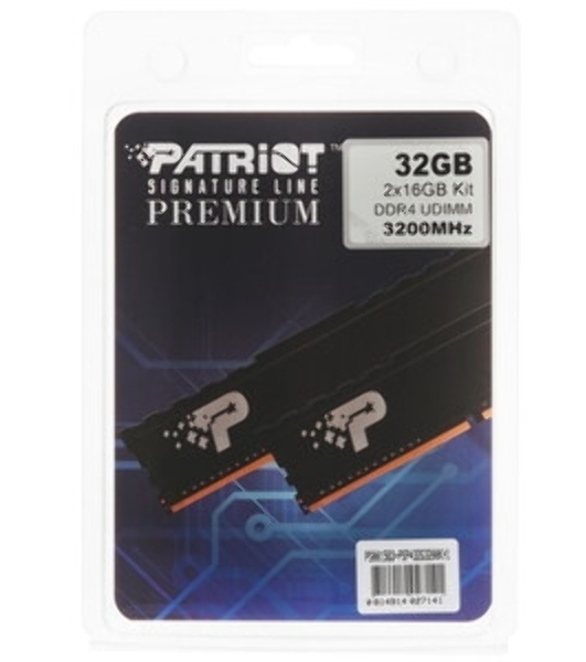 Оперативная память Patriot Signature, DDR4, 32GB (1x32 GB), 3200 MHz, CL22, DIMM