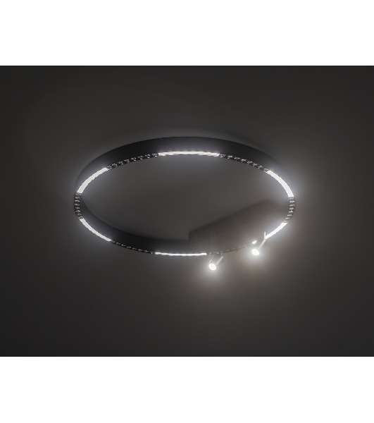Потолочный светодиодный светильник Ambrella light FL5808/1+2 BK черный 40W 3000K/4200K/6400K D600*95 (без ПДУ)